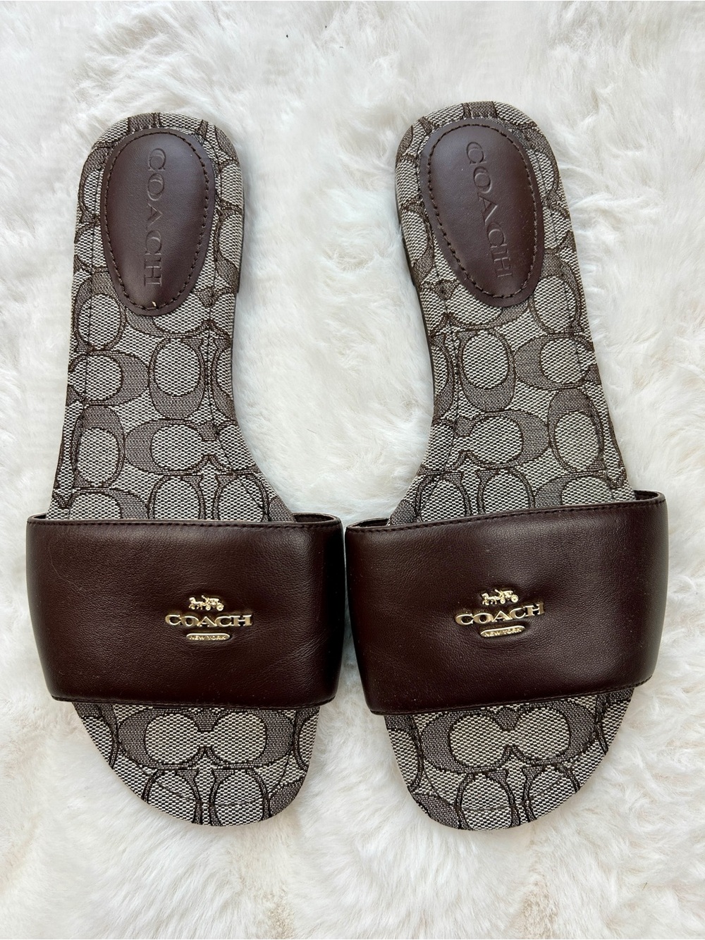 COACH Women’s Brown Signature Slide Sandals - Picture 2 of 6